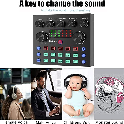 Audio Interface Mixer DJ Sound Card V8S, Remall Podcast Equipment