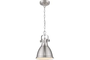 Emliviar Modern Mini Pendant Light, 8 inch Hanging Light with Metal Shade, Brushed Nickel Finish, 4054M BN