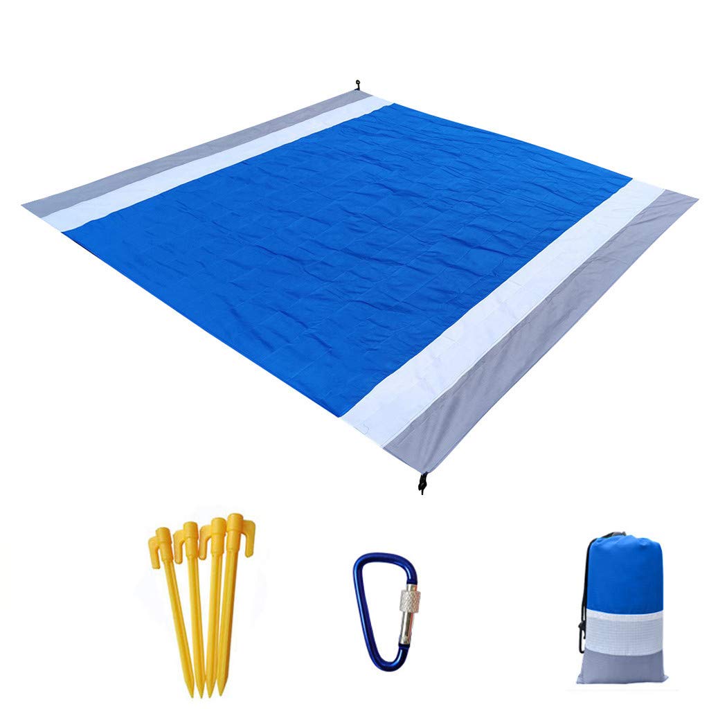 Gadom Extra Large Picnic Blanket, 210x200cm Waterproof Washable Beach Mat With 4 Fixed Nails For Beach Park Camping Travel Hiking