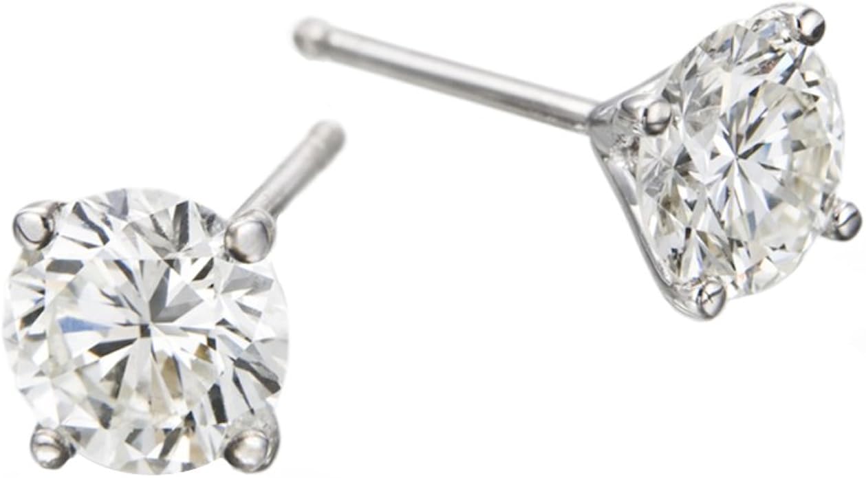 Amazon Com 0 80 Ctw Round Brilliant Diamond Stud Earrings In 14k