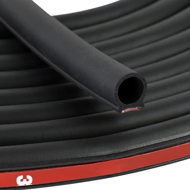 Photo 1 of D Shape Rubber Seal Strip,3/4" Large Door Weather Stripping Self-Adhesive EPDM Rubber,Automotive Weather Stripping for Fill Gaps, Apply to Car,Truck,RV,Boat and Home Application (12Ft)