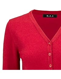 YEMAK suéter de punto suave con cuello en V de manga larga para mujer