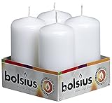 BOLSIUS Pillar Candle, White, Pack of 4, Tray 4, 100/50 mm