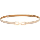 BAOKELAN Women Skinny Belts Thin PU Leather Waist Belts with Gold Buckle for Dresses