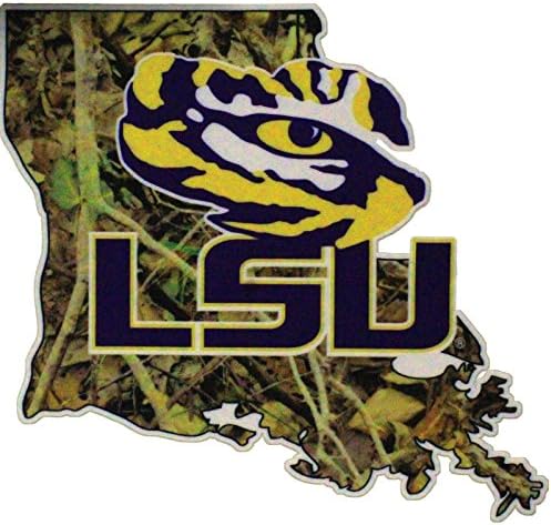 LSU Tigers Primary Tiger Eye & Camo State Premium Outdoor Vinyl Auto Decal NCAA