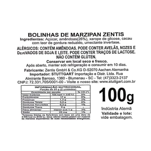 Batatinhas Marzipan Zentis - 6 pacotes com 100g cada (Total 600g)