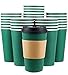 Glowcoast Disposable Coffee Cups With Lids - 16 oz To Go Coffee Cup (90 Pack). Large Travel Cups Hold Shape With Hot and Cold Drinks, No Leaks! Paper Cups with Insulated Sleeves Protect Fingers!