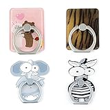 YOKIRIN Colorful Printed 4 Pack Plated Metal Finger Ring Stand,360 Degree Rotation Finger Grip Ring Universal Cell Phone Stand Holder,Acrylic Paster and Nano Glue Material