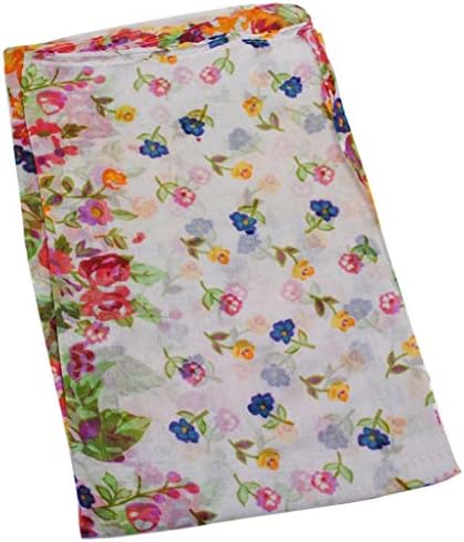 Aven Women Classy Cotton Voile Print Colorful Flowers Long Scarf Shawl Wrap