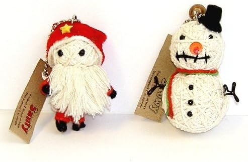 2" Tall Hand Made String Dolls with Chain (2 Styles Set)