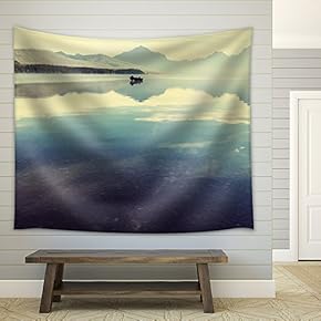 Bowman Lake in Glacier National Park, Montana, USA - Fabric Wall Tapestry Home Decor - 51x60 inches
