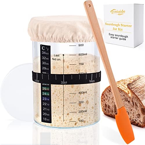 Tyniaide Sourdough Starter Jar Kit, 35 Oz Sourdough Starter Jar With