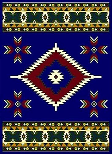 Navy 2' X 8 Area Rug Runner Southwestern Design Apache Native American