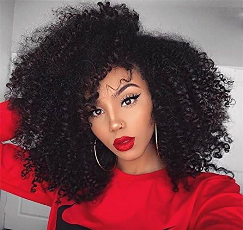 Long Curly Wigs for Black Women Middle Part Synthetic Afro Kinky Curly Wigs Shoulder Length Full Wigs for Women