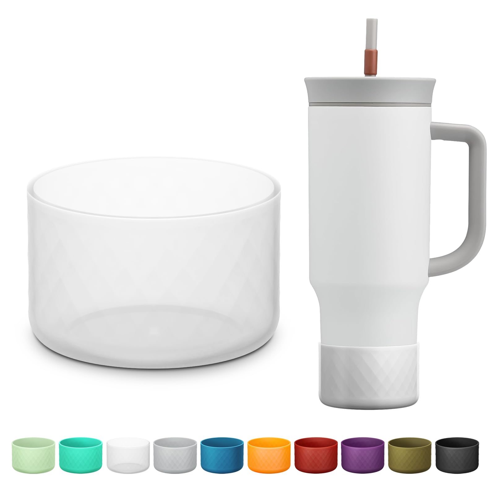 Photo 1 of Silicone Boot for Owala 40 oz Tumbler with Handle, Anti-Slip Protective Sleeve for Stainless Steel Triple Layer Insulated Travel Tumbler Accessories