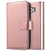 ULAK Galaxy S6 Case, Samsung Galaxy S6 Wallet Case, Wallet Flip Case PU Leather Case Shockproof Soft TPU Inner Bumper Slim Protective Card Slots Wrist Strap Cover- Rose Gold