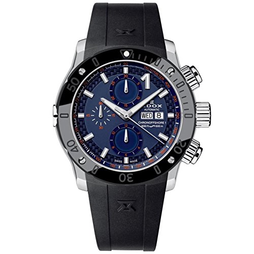 Edox men s co-1 45mm black rubber band steel case autom…