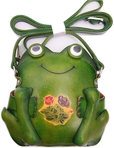 PurseWorld Women's Handmade Leather Frog Shoulder Bag (green)