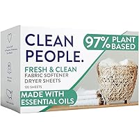 The Clean People Fabric Softener Sheets - Dryer Sheets - Softens & Removes Static Cling - Vegan Laundry Softener With Essenti