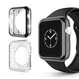 Apple Watch Series 2 42mm Case, Alritz 2 Pack Soft Slim TPU Bumper Case Scratch Resistant Protective Cover for iWatch Series 2, Black + Clear