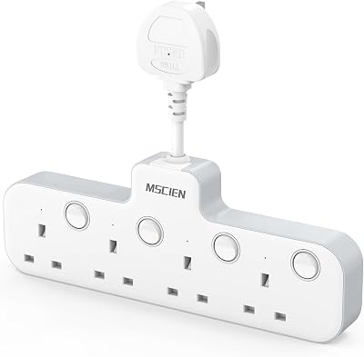 Mscien 4 Way Plug Adapter with USB and Switches 3250W Safety Extension