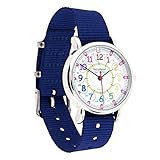 EasyRead Time Teacher Children's Watch, 12 & 24 Hour Time, Rainbow Colors, Navy Blue Strap