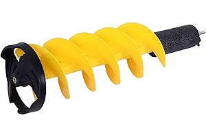Wisoqu Ice Auger Drill Bit, 8 Inch Diameter 28 Inch Length Heavy Duty Nylon Post Hole Digger with Cutter Guard, for Electric 