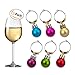 Zolee Wine Glass Charms, 6 Colors Mini Plastic Christmas Balls Design with Simple Buckle, Xmas Theme Glasses Markers Package in a Exquesite Gift Box for Parties Decoration