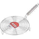 Stainless Steel Round Roti Grill, Papad Grill,Roti Jali, Chapathi Grill with Pipe Handle Dia-9 Inches