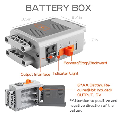 Mutcretus 15PCS Power Function Motor Set, Remote Control&Battery Pack