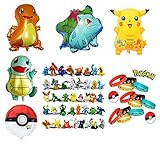Pokemon Theme Party Supplies Bundle Favors Pack-24 Action Figures,12 Bracelets and 5 Party Balloons