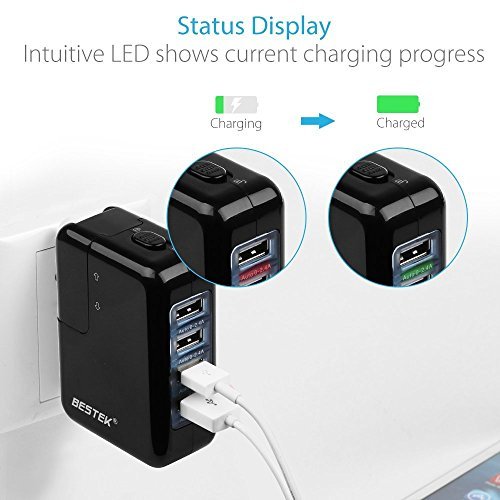 image for BESTEK USB Charger 35W 4 Port USB Wall Charger and International Trave