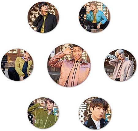 Jiquan BTS Button Badges/Pin Set - 7 Pack, 2.3 Inch Diameter - Kpop Bangtan Boys Brooches for A.R.M.Y