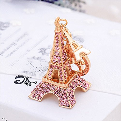 Cute Adornment 3d Eiffel Tower French Souvenir Paris Keychain Keyring (Eiffel Tower-Pink)