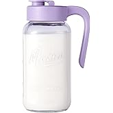 Spreccio Mason Jar Pitcher - Airtight & Leakproof Glass Pitcher with Lid, Perfect for Breastmilk, Cold Brew, and Sun Tea, 2 Quart (64 oz) Mason Jar with Pour Spout Lid