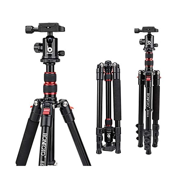 BONFOTO B690A Kamerastativ, leichte Aluminiumlegierung, tragbar, professionelles Stativ mit 360-Grad-Kugelkopf, 6,3 mm…