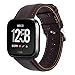 KADES for Fitbit Versa Bands, Classic Leather Band Replacement Strap Compatible for Fitbit Versa 2/ Fitbit Versa Lite Edition Smart Watch Men Women (Coffee Band+ Silver Buckle)