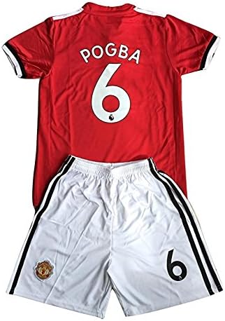 kaerok 17/18 New Season Manchester United Pogba 6 Kids/Youths Home Soccer Jersey Shorts Size 24, 9-10 Years Old