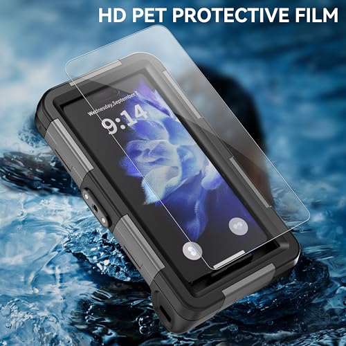 Ezanmull Underwater Diving Case for iPhone 16/15/14/13/12/11 Pro Max/XR/XS/X & More, Professional Protection [15m/50ft], Waterproof Case for Snorkelling, Surfing, Photos & Videos (Black/Teal)