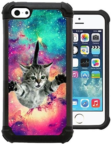 CorpCase iPhone 5C Case / iPhone 5C Cover - Hipster Flying Cat Space Galaxy / Hybrid Unique Case With Great Protection