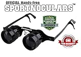 Sportnoculars OFFICIAL-Hands-Free 3 x 34 mm Binocular Glasses for Sports & Concerts,Theater,TV Magnifiers,Fishing,Sight Seeing,Wildlife Observation,Surveillance and so much more.