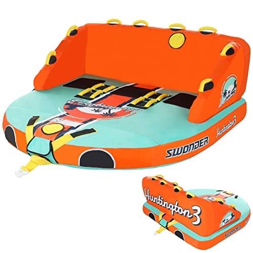 Swonder Towable Tubes for Boating, 3 Person Water Tubes for Boats to Pull, Heavy-Duty Front & Back Tow Points Inflatable Boat Tube with Stronger 840D Nylon Cover