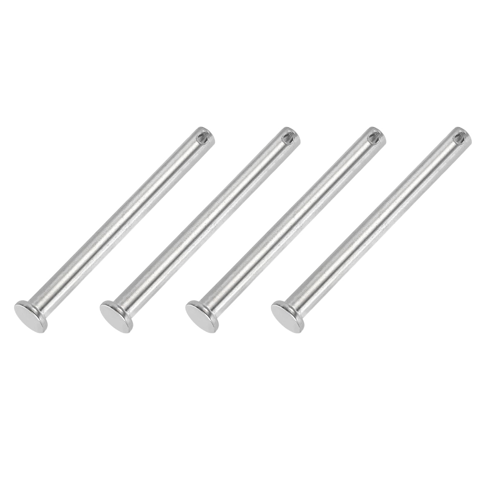 PATIKIL 8 x 90 Mm Single Hole Clevis Pins, 4 Pcs 304 Stainless Steel Flat Head Pin for Hitch Pin Lock Link Hinge Systems, Silver
