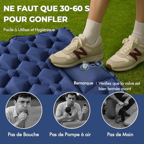 Matelas de Camping, Tapis de Camp Gonflable 195cm*60cm
