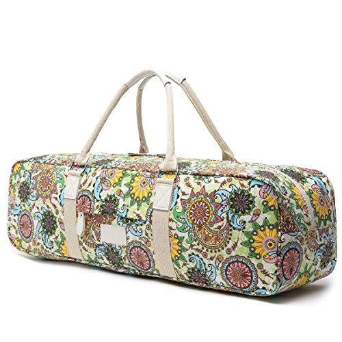 Boence Yoga Bag, Printed Canvas Large Yoga Mat Tote Bag Sport Gym Storage Bag – Size 27″x8″x8″