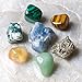 Premium Quality Crystal Set for Abundance & Prosperity - Malachite, Pyrite, Aventurine, Blue Calcite, Tree Agate, Tiger's Eye + Informational Guide & Gift Box