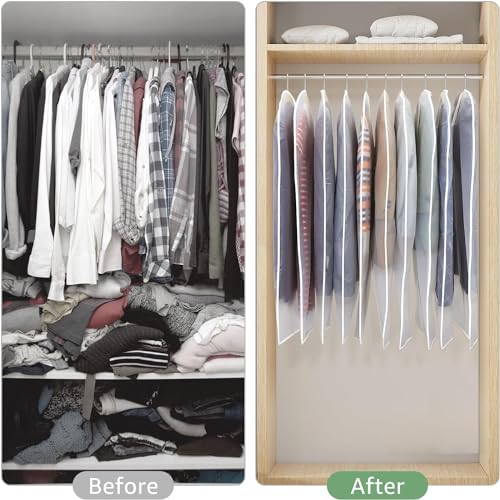 10 Pzs Protector de Ropa Colgante, Fundas Ropa Transparente con Cremallera Completa Antiestático, Anti-Polvo y Transpirable, Reutilizable Portátil Bolsa de Ropa para Trajes, Chaquetas, Faldas