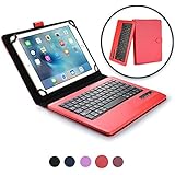 Cooper Infinite Executive Keyboard case for 9'', 10'', 10.1'' inch Tablets | 2-in-1 Bluetooth Wireless Keyboard &amp; Leather Folio | Universal, Stand, Vegan Leather, 100HR Battery, 14 Hotkeys (Red)