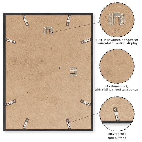 16X24 Oak Wood Picture Frame Black Poster Frame for 12x18 Picture with Mat or 16x24 without Mat Natural Solid Wooden Picture Frames for Wall Art Photo and Prints