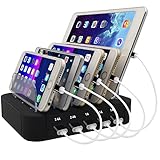 USB Charging Station - Shalwinn 5 Port USB Charging Station Docks,Organizer for iPhone 7/7 Plus/6s/Plus, SE/5S/5, iPad Pro/Air/Mini/4/3/2, Samsung Galaxy S7 Edge/S6/S5/S4/Tab, iPod, Nexus